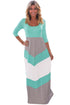 Mint and Gray Chevron Maxi Dress